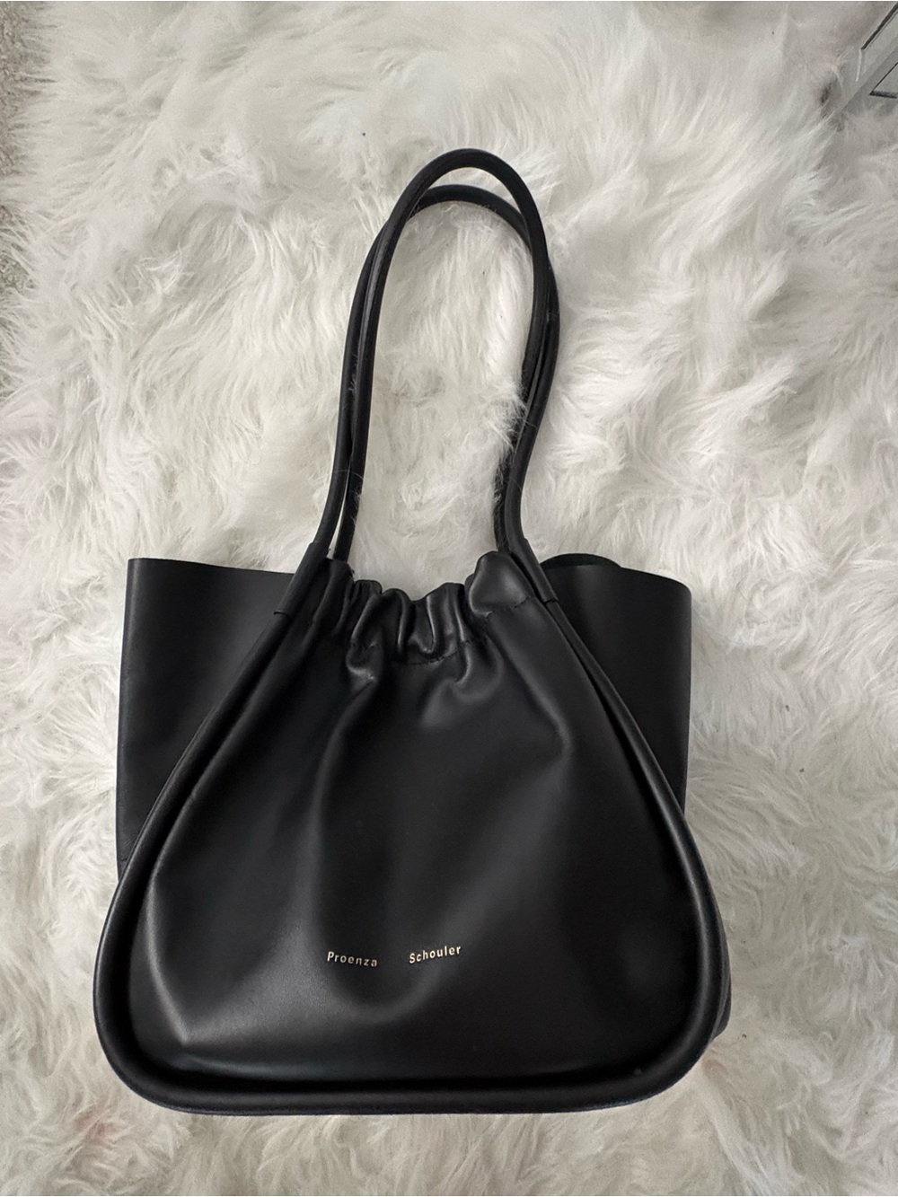 Proenza Schouler Medium Black Leather Ruched Tote
